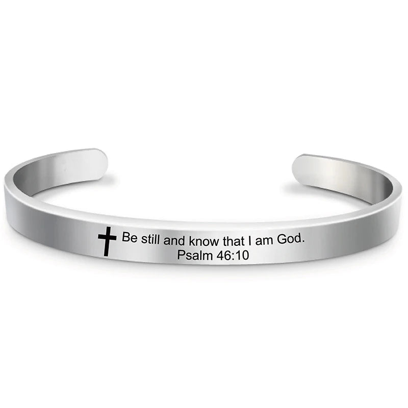 EYJ Stainless Steel Bible Verse Cuff Bracelet
