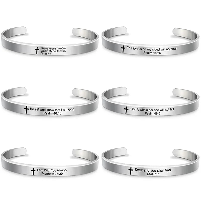 EYJ Stainless Steel Bible Verse Cuff Bracelet