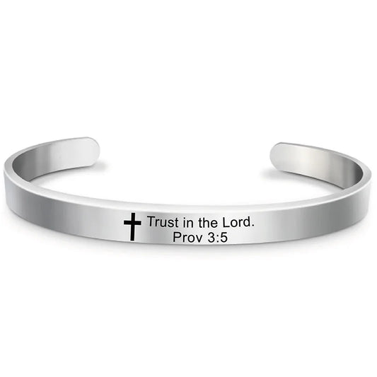 EYJ  Stainless Steel Bible Verse Cuff Bracelet
