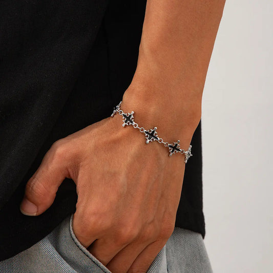 EYJ Silver Vintage Jesus Cross Bracelet